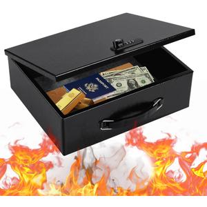 Fireproof Safe Lock Box Metal, Fire Proof Safe for Home Documents, Portable Security Box with Dual Combination and Key Lock for Personal Items,Passport, Money, X Large 13.2" x 11" x 4.13"