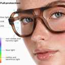 livho Retro Aviator Blue Light Blocking Glasses for Women Men with Soft Case, Trendy Rectangle Computer Eyeglasses