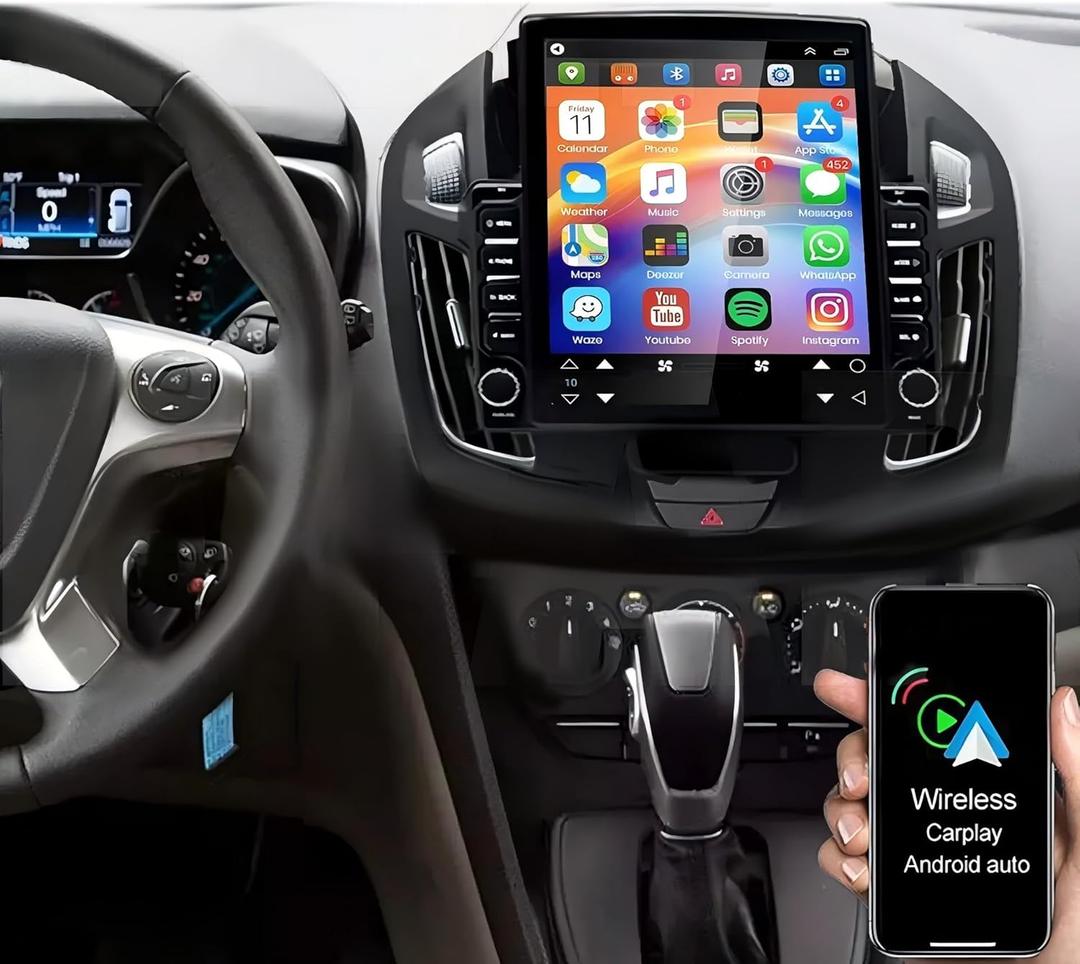 4+64G Car Stereo Radio for Ford Transit Connect 2014 2015 2016 2017 2018, 9.7 Android 13 HD Touchscreen Car Radio Stereo with CarPlay Android Auto, Support GPS Navi Bluetooth SWC DSP WiFi FM Camera