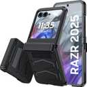 Vizvera for Motorola Razr 2025 Case with Hinge Cover,Built-in Screen Protector Shockproof All-Inclusive Smartphone Cover Wireless Charging for Motorola Razr 2025(Black)