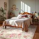 Lahome Vintage Floral 8x10 Area Rugs,Pink Large Living Room Rugs