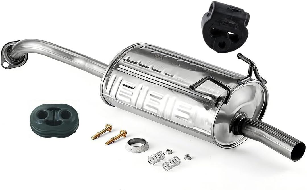 100% Stainless Steel Rear Exhaust Muffler for 2007-2011 Honda CR-V CRV3 | 409 Stainless Steel, Gasket + Bolt Kit + Exhaust Rubber Hanger, For 2007-2011 Honda CR-V 2.4L,Direct Fit,Bolt On OEM
