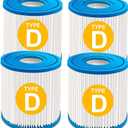 KGC Type D Pool Filter Cartridge Compatible with Summer Waves, Above Ground Swimming Pool Pump Filter Cartridge Replacement (4 Pack)