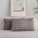 DEELAND Pack of 2,Double-Sided Faux Fur Plush Decorative Throw Pillow Covers Fuzzy Striped Soft Pillowcase Cushion Covers for Sofa Couch Bedroom (Dark Grey)