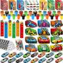 BenLouis 96Pcs Race Car Party Favors Racing Theme School Stationery Set Bulk for Kids Fast Racecar Wheel Birthday Party Goodie Bag Stuffers Classroom Gifts Rewards Pinata Filler