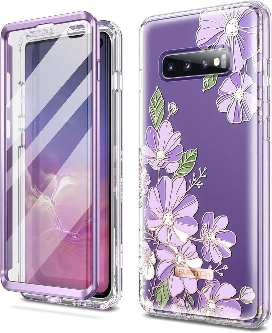 SURITCH for Upgraded Samsung Galaxy S10 Plus Case, [Built-in Anti-Scratch Screen Protector] [Dual-Layer Protection] Full Protection Shockproof Protective Phone Case Fit Cover 6.4 Inch-Purple Cosmos