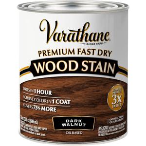 Varathane Premium Fast Dry Wood Stain | 1 Hour Dry Time | 1 Coat Color | Interior Wood Stain | Furniture, Cabinets, Doors, Trim | Quart | Dark Walnut