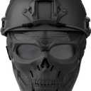 Airsoft Helmet and Mask, Full Face Mask with Detachable Goggles, Paintball Black Helmet with NVG Mount and Side Rail, Military Tactical Gear (PJ-GT-Gray)