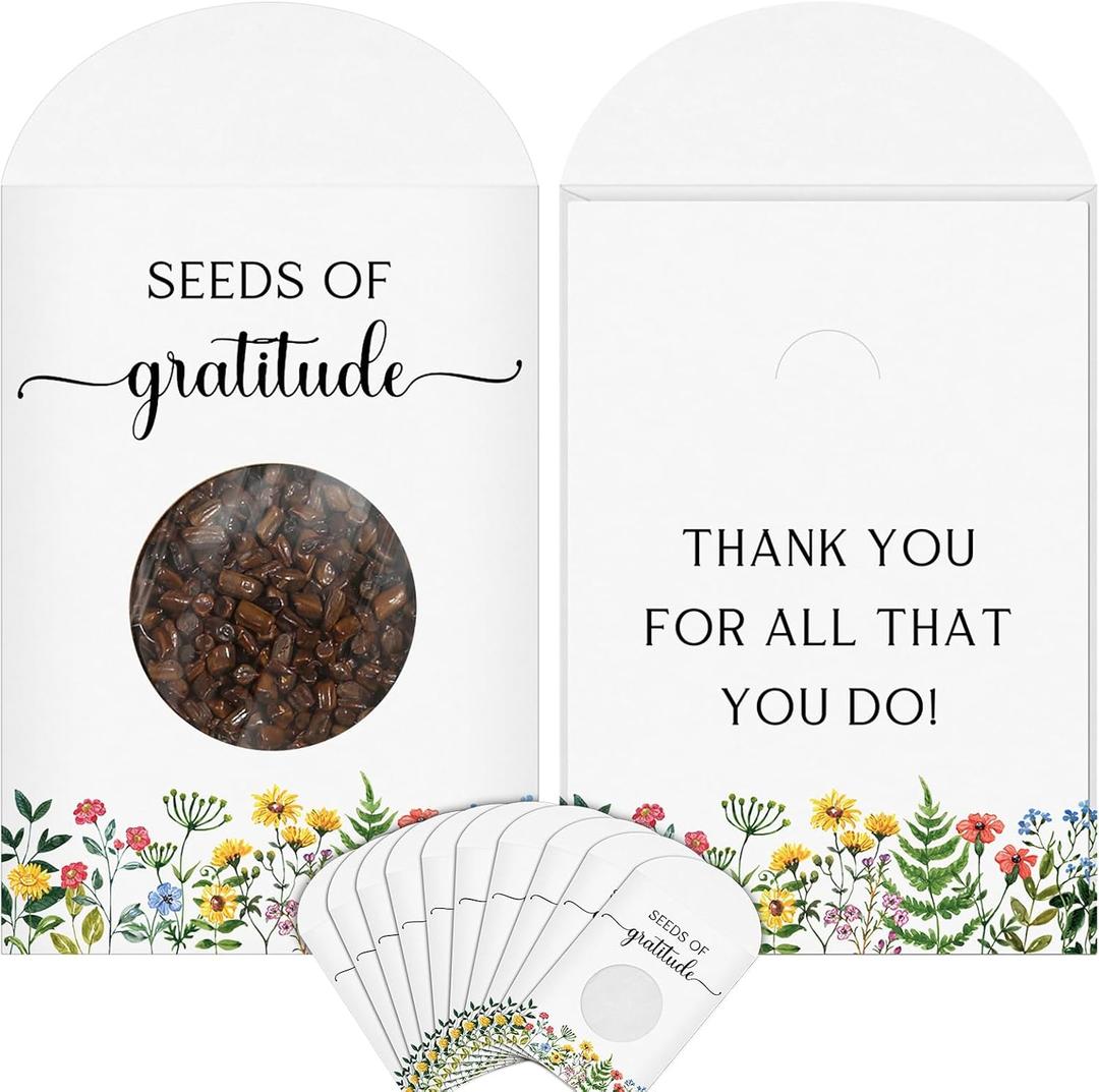 Fumete 50 Pcs Wildflower Thank You Seed Packets Seed of Gratitude Party Favors with Window Small Coin Storage Envelopes for Office Baby Shower Wedding Coworker Staff Teacher Nurse Thank You Gifts
