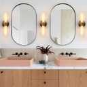 KUZZULL Wall Sconces Set of Two, Brass Gold Bathroom Sconces Wall Lighting with White Glass, Modern Sconces Wall Decor Set of 2 Wall Light fixtures for Bathroom Mirror Living Room Hallway Wall Lamp