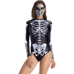 Womens Halloween 3D Skeleton Costume Cosplay Print Tights (Large-X-Large, Black)