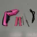 Pink Cordless Electric Screwdriver Set, 3.7V Rechargeable Small Electric Drill with 25pcs Driver Bit Set, Power 3Nm Screw Gun with 2 Position Handle, Flexible Shaft LED Light for Women