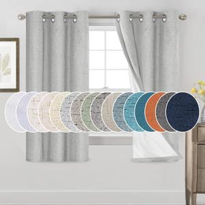PrinceDeco Linen Texture Curtains Full Blackout Curtains 64 inch Long 2 Panels Set Anti-Rust Grommet Grey Linen Curtains Vertical Drapes Privacy for Bedroom Living Room42 X 64 Inch, Glacier Grey