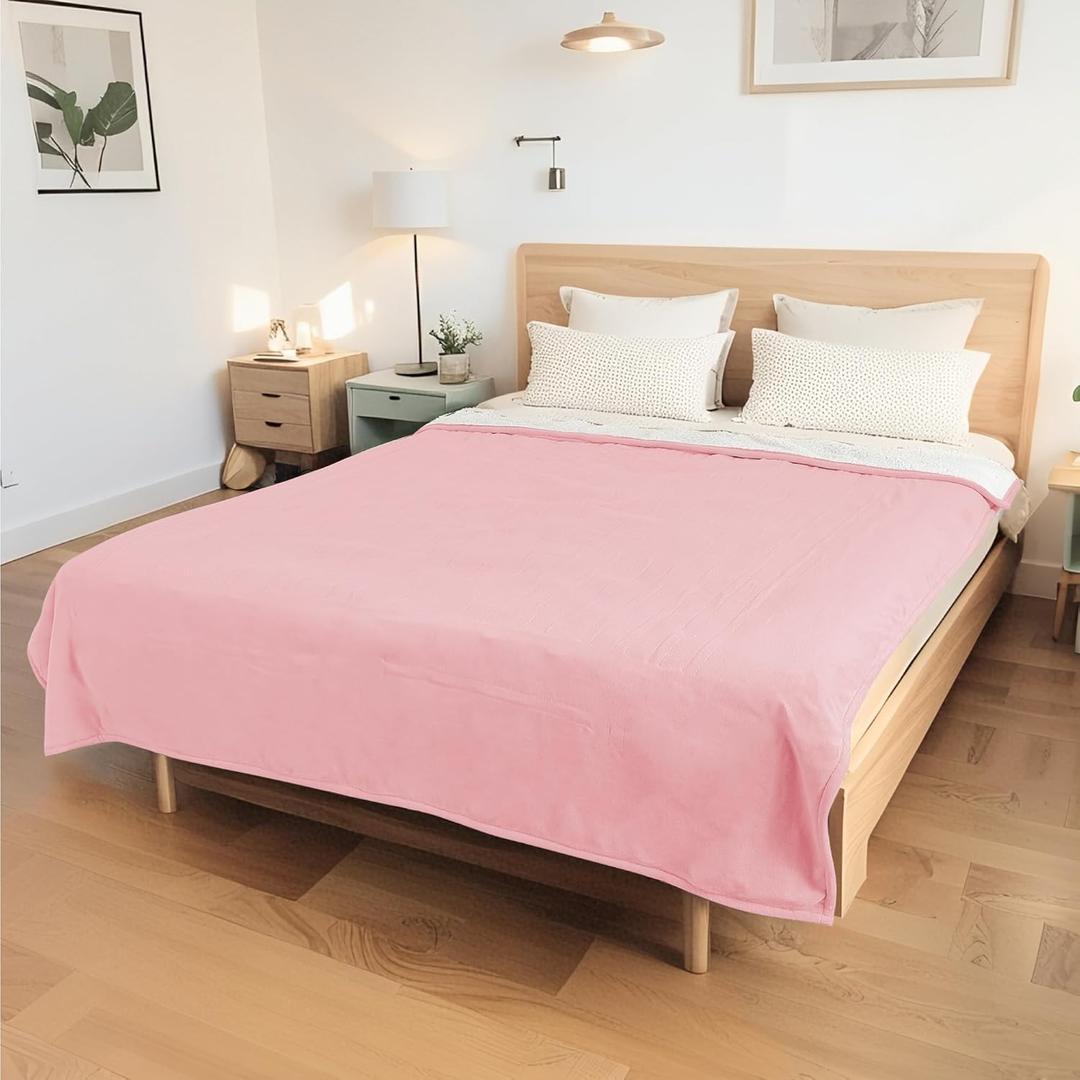 Electric Heated Blanket Queen Size 84"x90" - Coral Fleece & Sherpa Fabric Dual-Sided, 4 Heat Settings & 10 Hours Auto Off, Soft Warming Throw for Home, Office, or Bed, Machine Washable, Light Pink