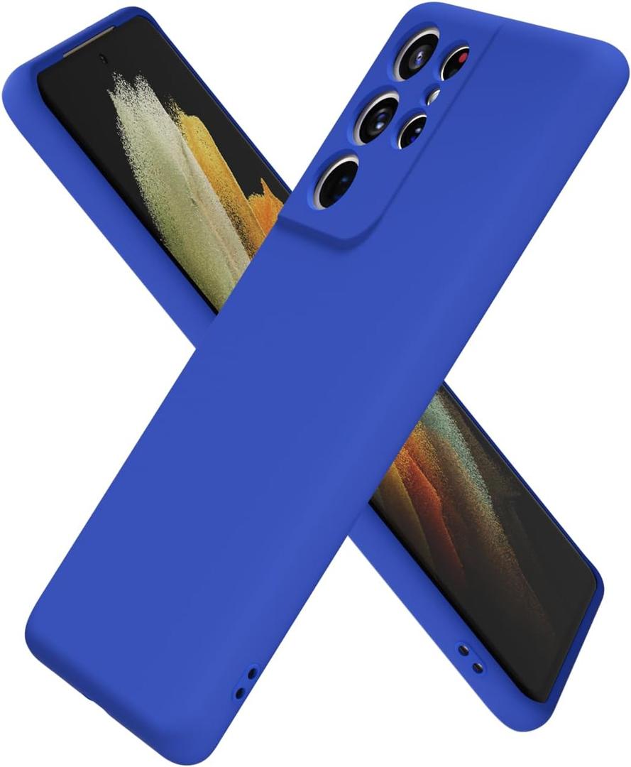 oakxco for Samsung Galaxy S21 Ultra Case Silicone, Ultra Slim Thin Phone Case for Women Girls, Plain Solid Color Minimalist Aesthetic Cute Girly Design, Soft Rubber Gel with Camera Cover, Royal Blue