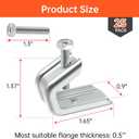 Fengone 1/4" x 20 Beam Clamp for Threaded Wire Ring, Zinc Plated Steel Beam Clamp with Harden Point Screws for 1/2 inch Flanges 25 Pack