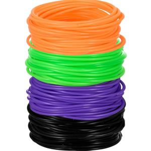 120 Pcs 80s Silicone Jelly Bracelets Neon Stretchable Gel Gummy Rubber Bracelets 80's Hair Ties for Aldults(Black, Orange, Purple,Green)