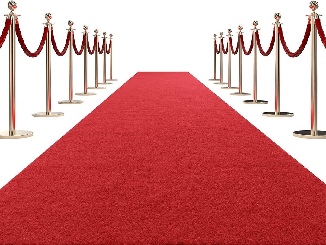 HOMBYS 450 GSM Extra Thick Red Carpet Runner for Partys & Events 3x15 ft, Non-Slip Rubber Backed Aisle Runway Rug for Step, Proposal & Wedding Decorations, Hollywood Oscars Runway, (Red, 3x15 ft)