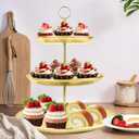 LIAISIMI 3 Tier Gold Metal Cupcake Stand Holder,Stainless Steel Cup Cake Stand Tower with Tiered Serving Tray and Base for Parties,Weddings,Birthdays and Any Festivals and Celebrations(2-Pack)