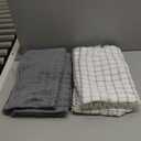 Homaxy Premium Cotton Kitchen Towels 16"x 28", Large Natural Ring Spun 390 GSM Dish Towels, Super Absorbent Terry Kitchen Hand Towels, Soft Tea Towel with Hanging Loop, Grey Check Design, 6 Pack