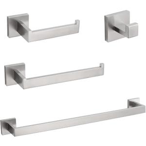 VELIMAX Premium Stainless Steel 4 Pieces Bathroom Hardware Accessories Set Wall Mounted Towel Bar Set, Brushed, 23.6-Inch