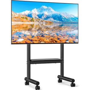 Rfiver Rolling TV Stand for 40-75 inch TVs, Portable TV Stand on Wheels up to 110 lbs, Height Adjustable Mobile TV Cart for Office, Living Room, Max VESA 400x400mm