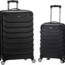 Rockland Speciale Hardside 2 Piece Expandable Spinner Luggage Set, (20"/28"), Black