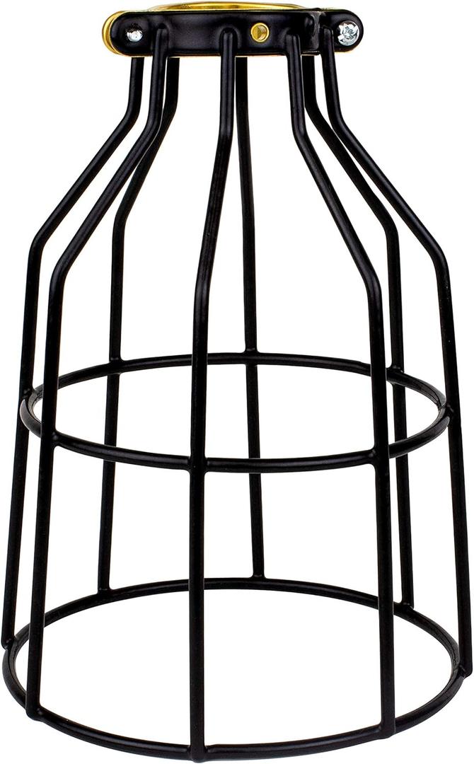 Newhouse Lighting WLG1B Ca Metal Guard for Ceiling Fan, Pendant String Light and Vintage Lamp Shades/Cover, Industrial Wire Fixture Iron Bird Cage, 1 Count (Pack of 1), Black