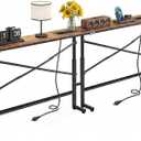 78.8inch Adjustable Height Narrow Sofa Side Table with 2 Power Outlets, Couch Behind Table for Small Space, Hallway, Entryway, Bedside, Bedroom, Stable, Easy to Assemble & Clean(Rustic Brown)