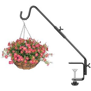 BOLITE Heavy Duty Deck Hook, 16 Inch Bird Feeder Hanger for Hummingbird Feeders, Planters, Lanterns, Wind Chimes, 360° Rotatable Arm, Black, Birthday Gifts for Women Men, Gifts for Mom Dad