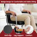 Wedge Wheelchair Seat Cushion with Backrest, High Density Foam Wheelchair Cushions Removable Cover with Zipper Adjustable Elastic Strap for Office Car Seat 16x18x2-4 Inch