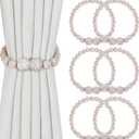 Magnetic Curtain Tiebacks, 6 Pack Curtain Holdbacks for Draperies, Wood Bead Curtain Tiebacks, Elegant Curtain Tie Backs for Bedroom Decor, Boho Room Decor, Nursery Decor, Farmhouse Decor