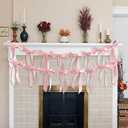 Pre-String Pink Bow Garland Hanging Decortions, Coquette Garland Party Decors, 2Pack Bow Garlands for Bachelorette Party Decorations, Bridal Shower, Wedding Favors, Birthday, Engagement Supplies