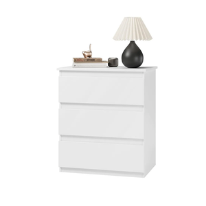 Bamjoy White Nightstand with 3 Drawers, Beside Table with Drawers for Bedroom, Small Side Table Storage Cabinet 3 Drawer Night Stand for Home Office, 18.0W x 14.0D x 24.8H Inches