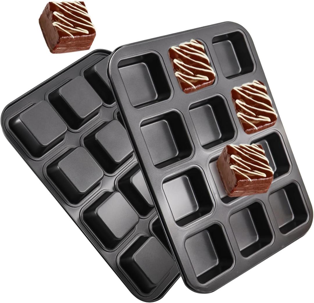 2 Packs Square Muffin Baking Pan, Premium Steel Muffin Pan for Baking, Nonstick Cupcake Tin Cheesecake Pans, Bakeware Muffin Top Pan (12 Cups, Black Grey) 2 Packs Square Muffin Baking Pan, Premium Steel Muffin Pan for Baking, Nonstick Cupcake Tin Cheesecake Pans, Bakeware Muffin Top Pan (12 Cups, Black Grey)