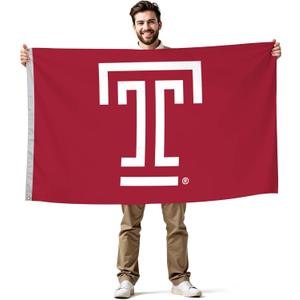 Temple Owls College Sports Printed Flag - NCAA Licensed - Nylon - School Banner (Red, White, Black) (3' x 5')