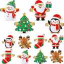 WILLBOND 12 Pieces Christmas Napkin Rings Set, Holiday Napkin Rings in 6 Styles, Christmas Tree, Xmas Stocking, Penguin, Santa, Reindeer, Snowman, for Xmas Dining Table Setting Decorations