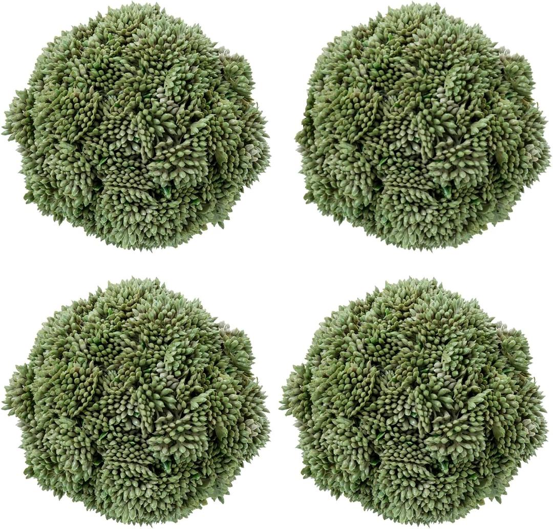 MyGift 3.5 Inch Decorative Boxwood Balls Topiary, Lifelike Artificial Foliage Greenery Faux Bowl Fillers, Set of 4
