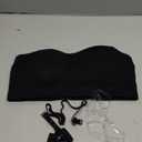 Strapless Bras for Women Non-Slip Padded Bandeau Bra Wireless Tube Top Bra Including Clear Straps, Black Large