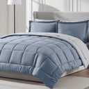 Nestl 7 Piece Queen Comforter Set  Stone Blue Reversible Bed in a Bag  Complete Queen Size Bedding Set with Sheets, Pillowcases and Shams