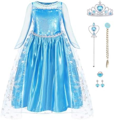 AHLPO Princess Dress for Girls Princess Costume Halloween Cosplay Princess Dress Up Luxury Birthday Outfit for Toddler Kids 120