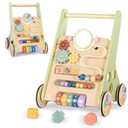 BAUTIA Wooden Baby Walker for 6-12 Months, Montessori Walker Push Toy for Toddlers Learning to Walk, Push Walker Baby Activity Center for Boys and Girls