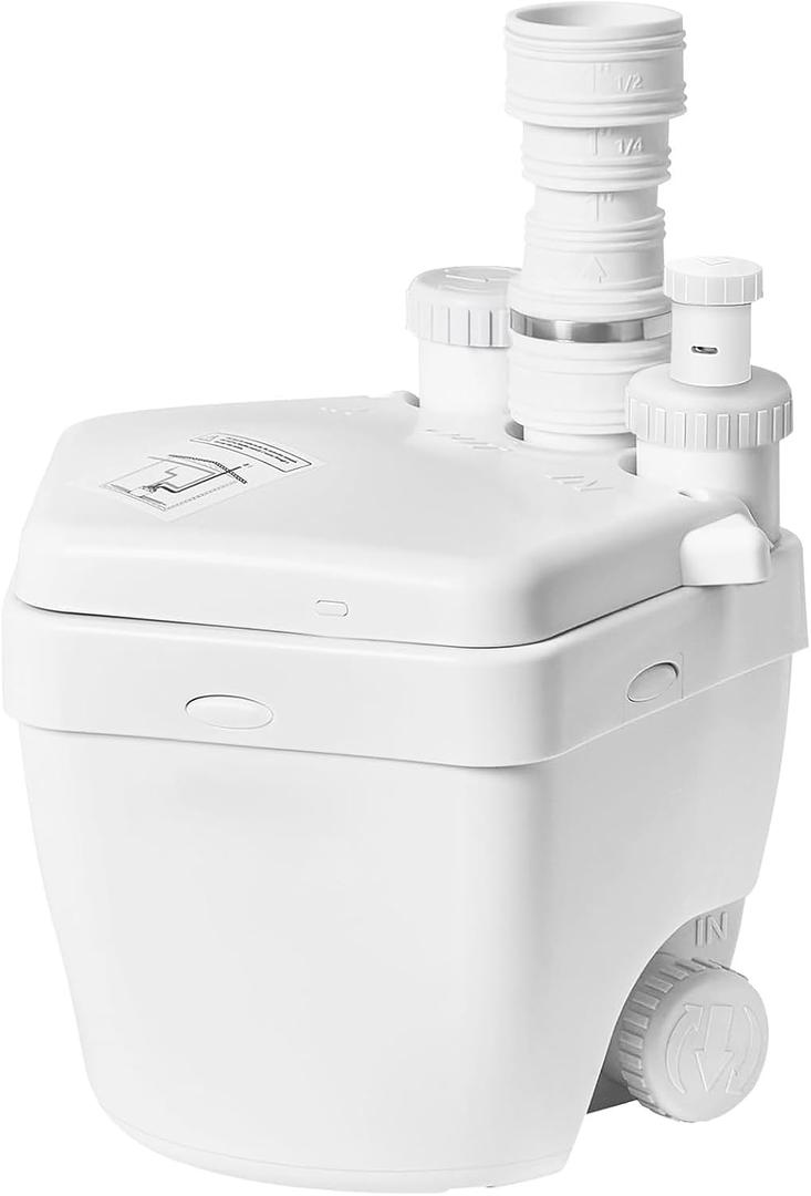 Upgraded 1 HP Utility Sink Pump PCB Function Upflush to 36FT 2200GPH Under Sink Pump with 3 Water Inlets 1 Outlets Macerating Toilet System for Sink Shower Wash Bin Urinal Kitchen Basement