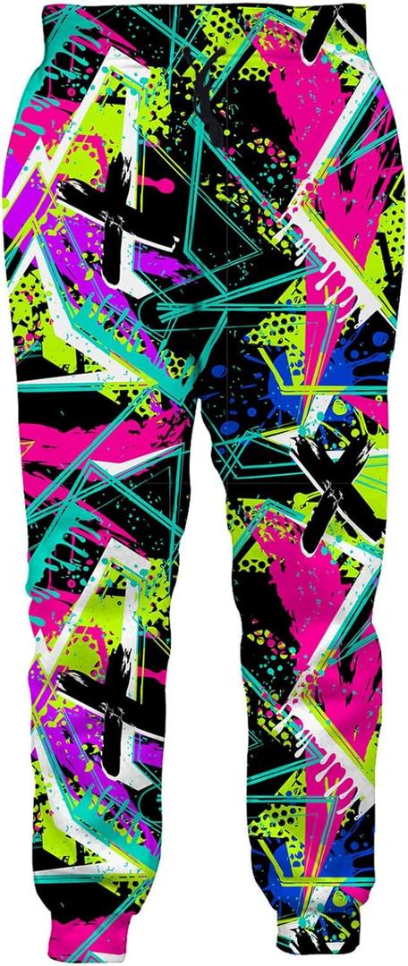 RAISEVERN Mens Sweatpants with Pockets Joggers for Men Sports Casual Sweat Pants with Drawstring (Small, Colorful Graffiti 01)