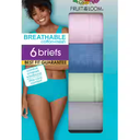 Fruit of the Loom Women's Breathable Underwear, Moisture Wicking Keeps You Cool & Comfortable, (8, Cotton Mesh - Brief - 6 Pack - Colors May Vary)