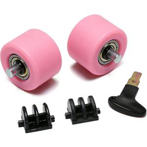 Kids Roller Skate Replacement Wheels with ABEC-5 Bearings - Double Wheel Set for 2-in-1 Skate Shoes, Includes 2 Wheels + 2 Cover Plates + Tool, Indoor/Outdoor (Rose Red Set)