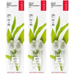 RADIUS Toothbrush Replacement Brush Heads 2-Count Improve Gum Health & Reduce Gum Issues - Soft - Pack of 3