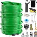 Sewer Jetter Kit for Pressure Washer,Water Jet Drain Cleaning Hose with Corner Rotating Button Spring Nose 1/4" NPT Sewer Cleaning Tool High-Pressure Nozzles,5800 PSI 200 FT (Green)