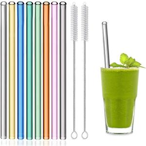 8 Pcs Reusable Glass Straws, 8"x8mm Eco-friendly Drinking Straws for Smoothies, Milkshakes, Tea, Juice, Cocktails - Multi-Color Mixed (8Pcs Straight)