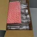 Yinkin 20 Sets Plastic Milk Bottles with Straws Lids Clear Plastic Containers for Dairy Milk Party Bottle for Juices Shakes Smoothies (8 oz,Red,White)